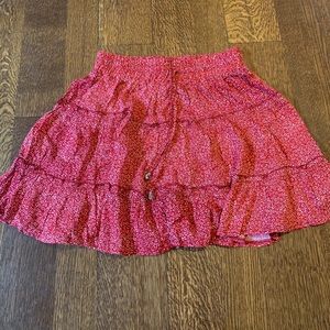 red floral flowy skirt